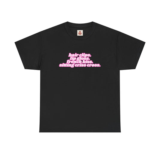 Chappell Roan Lyric T-Shirt • Hair Clips Lip Gloss French Kiss Tee • Queer Pop Shirt • Naked in Manhattan Quote • Pride Aesthetic Top